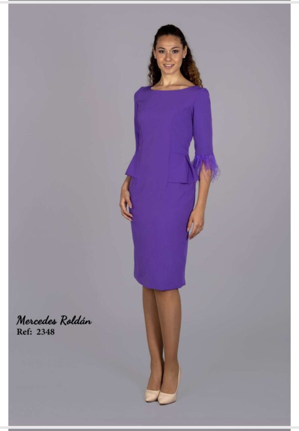 VESTIDO MERCEDES ROLDAN SIN PLUMA CON PEPLUM.